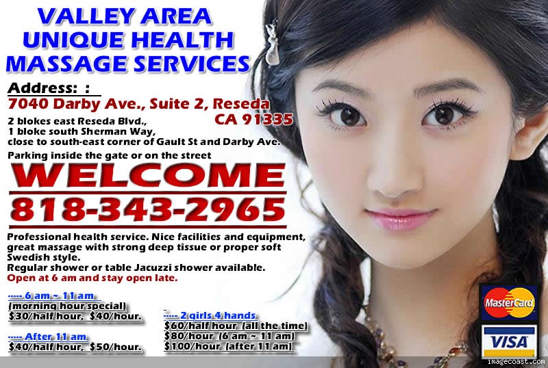 VALLEY AREA UNIQUE HEALTH MASSAGE SERVICES (open at 6 am)  (_________reseda====((818~343~2965)))